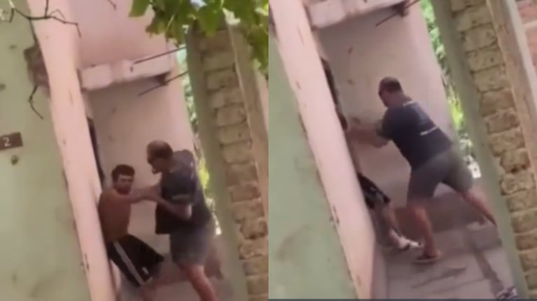 Video: un taxista reconoció al ladrón que le había robado, fue a la casa y lo agarró a trompadas en Neuquén